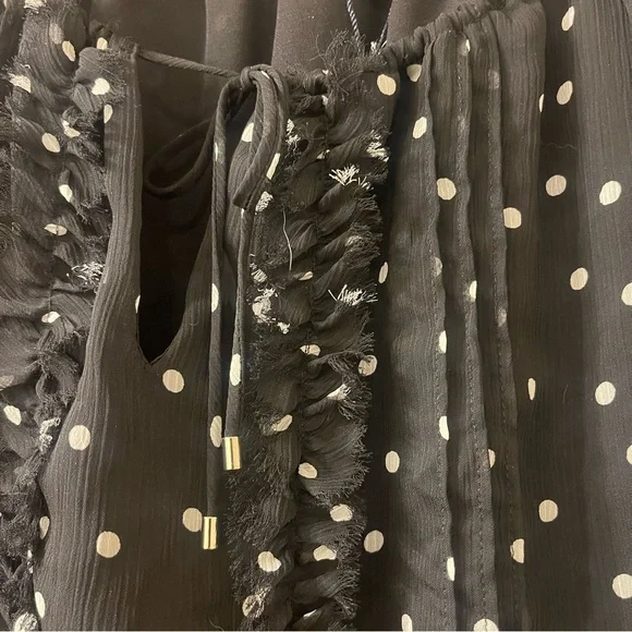 ❤️2/$15 or 3/$21❤️Tommy Hilfiger Sheer Black Blouse w/White Polka Dots, Size XS - Picture 4 of 9
